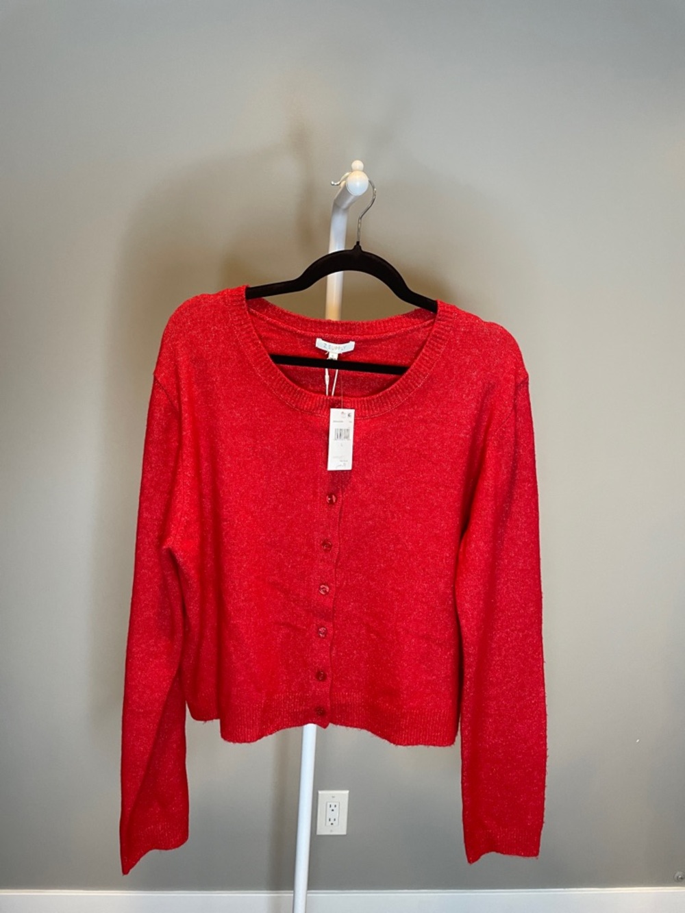 Z Supply Bright Red Button-Up Knit Cardigan
